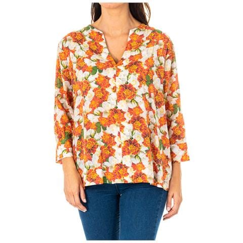 Blusa Da Donna Manica 3/4 Con Scollo Tondo E Apertura A V Lwu001 - Foto 1