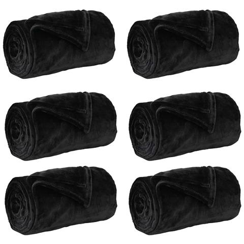 Coperte da Pile 6 pcs Nero 240 x 270 cm Panno - Foto 1