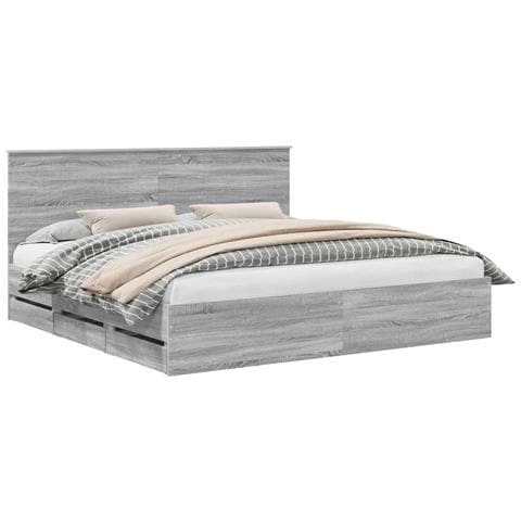 Struttura del letto con cassetto Grigio Sonoma 200 x 200 cm - Foto 1
