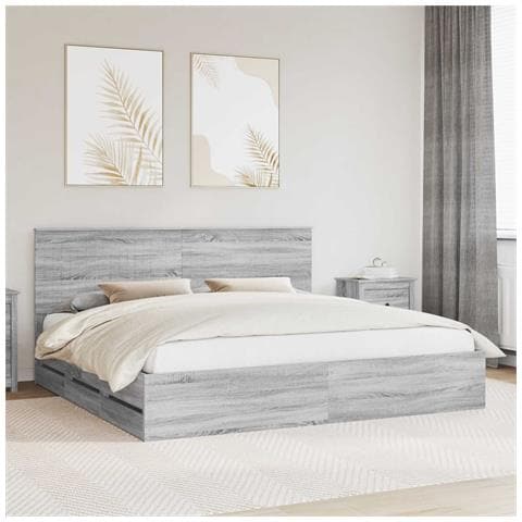 Struttura del letto con cassetto Grigio Sonoma 200 x 200 cm - Foto 2