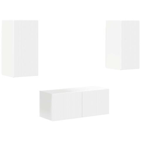 Set mobile TV Montaggio a parete 6 pcs Bianco Legno multistrato - Foto 1