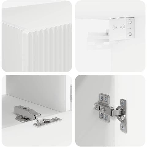 Set mobile TV Montaggio a parete 6 pcs Bianco Legno multistrato - Foto 9