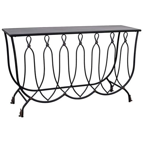 Console In Metallo Invecchiato Nero 144x40x79 - Foto 1