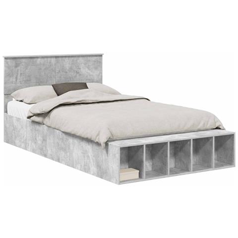 Struttura del letto con lo scaffale Grigio cemento 120 x 190 cm - Foto 1