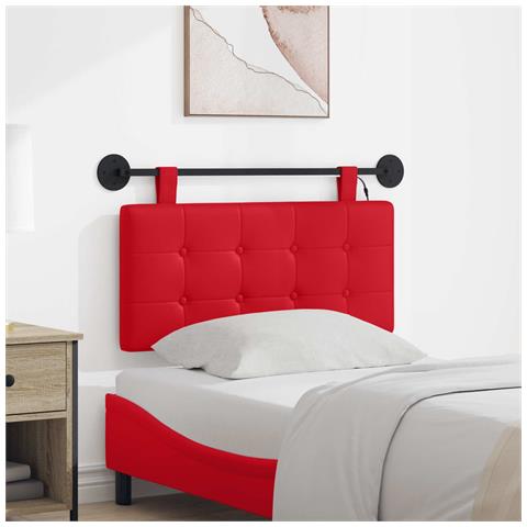 Testiera sospesa Con luce LED Rosso Similpelle - Foto 2