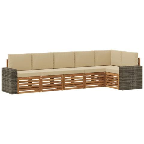 Set divano sezionale con cuscino 6 pcs Naturale e Beige - Foto 1