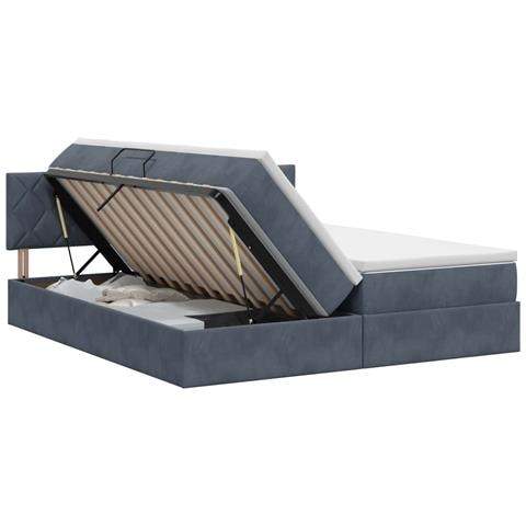 Letto con Contenitore con testiera 2 pz Grigio Scuro - Foto 1