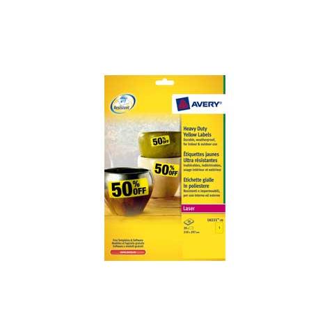 L6128-20, Giallo, Cerchio, Bianco su trasparente, DIN A4, Poliestere, Laser - Foto 1