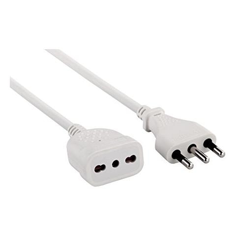 46123 Prolunga 3 Mt Spina E Presa Bivalente 10/16a, Bianco - Sezione Cavo 3g1 Mm² - Foto 2