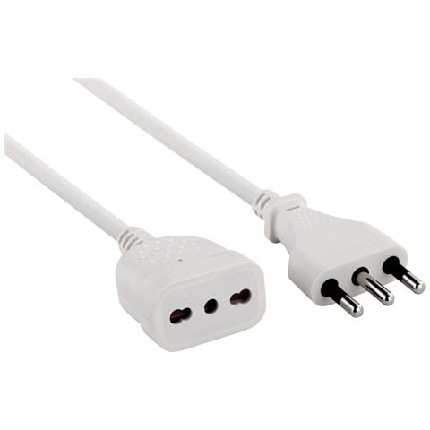 46123 Prolunga 3 Mt Spina E Presa Bivalente 10/16a, Bianco - Sezione Cavo 3g1 Mm² - Foto 5