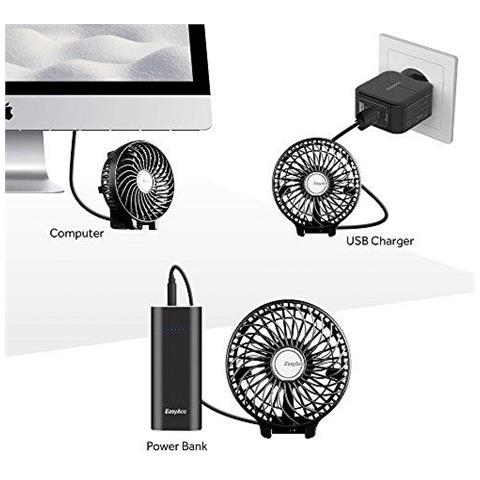 Elettrici Palmare Usb Fan Mini Portatile Ventola Esterna Con Batteria Ricaricabile 2600 Mah Pieghevole Handle Desktop Per La Casa E Viaggi - Nero - Foto 2
