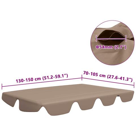 Baldacchino per Dondolo Giardino Tortora 150/130x105/70 cm - Foto 2