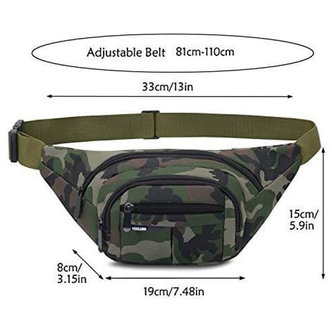 Marsupio Impermeabile Bum 3 Tasche Con Zip Di Viaggio Escursionismo Outdoor Sport Bum Bag Vacanze Denaro Hip Pouch Pack (verde 1) - Foto 2