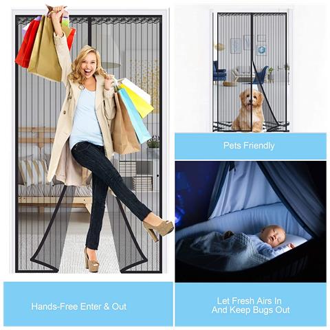 Zanzariera Per Porta Con Chiusura Magnetica 100 X 220 Cm Nera - Foto 10