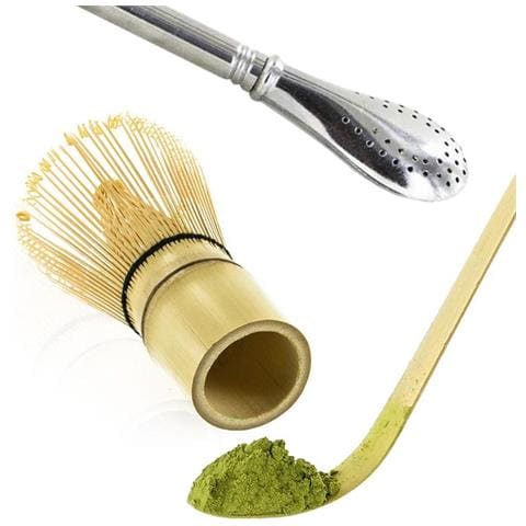 2 Utensili Da Tè Matcha In Bambù + Cannuccia In Acciaio Inox Con Filtro - Foto 1
