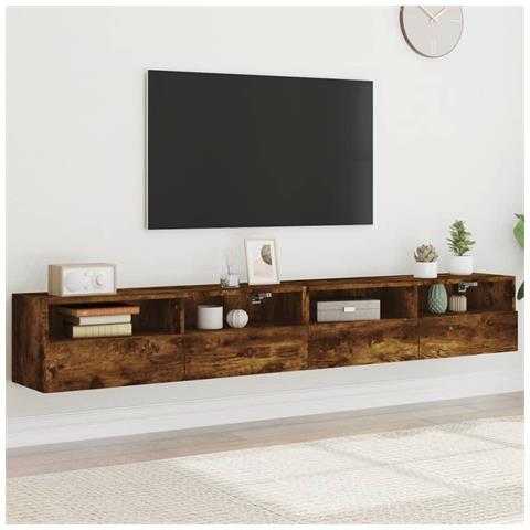 Mobili Tv Parete 2pz Rovere Fumo 100x30x30 Cm Legno Multistrato - Foto 1