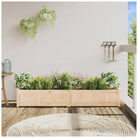 Fioriera Da Giardino 180x31x31 Cm In Legno Massello Di Pino - Foto 2