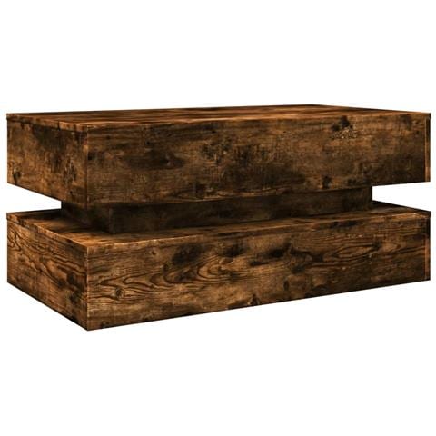 Tavolino Da Soggiorno Con Luci Led Rovere Fumo 90x50x40 Cm - Foto 3