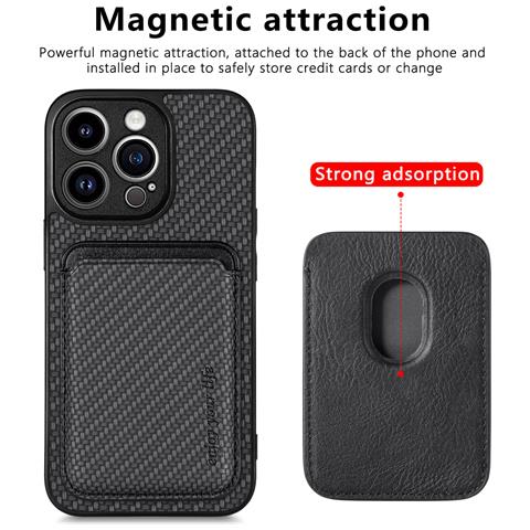 Supporto Magnetico Per Custodia Protettiva Magsafe Con Porta Carte Black Iphone 15 Pro - Foto 2