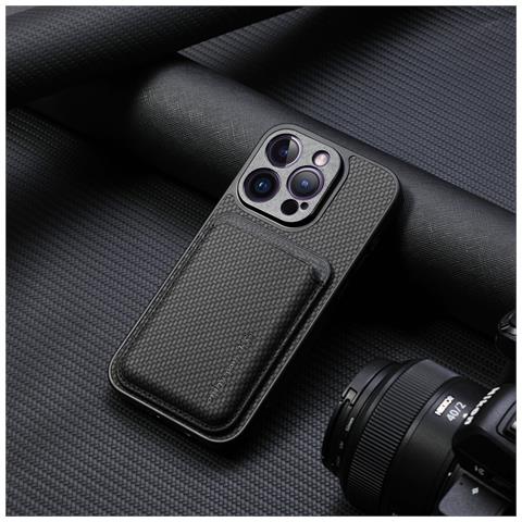Supporto Magnetico Per Custodia Protettiva Magsafe Con Porta Carte Black Iphone 15 Pro - Foto 5