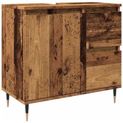 Armadietto Da Bagno Legno Antico 65x33x60 Cm In Truciolato - Foto 1