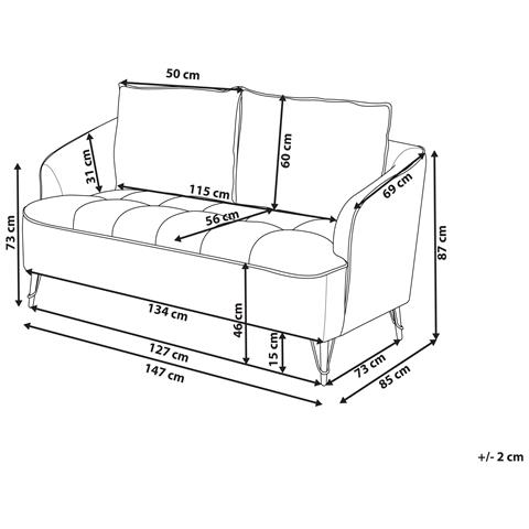 Divano 2 Posti Hobro Tessuto Marrone Chiaro - Foto 2