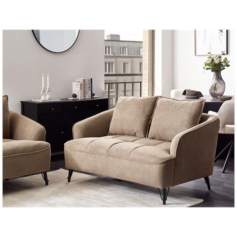 Divano 2 Posti Hobro Tessuto Marrone Chiaro - Foto 1