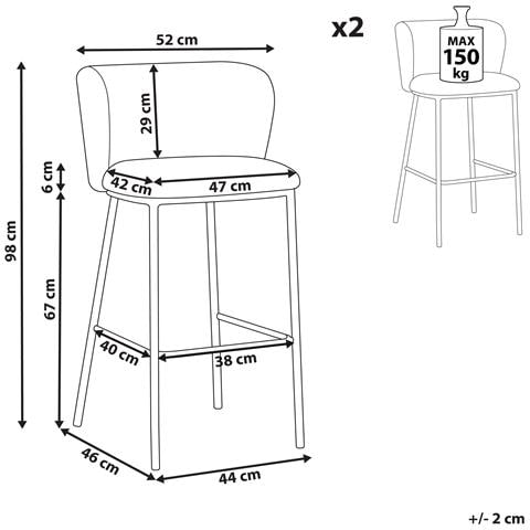 Set Di 2 Sedie Alte Mina Ii Bouclé Marrone - Foto 8