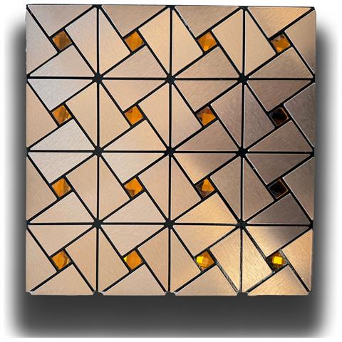 Top! Piastrella Autoadesiva In Vero Alluminio Satinato Con Inserti In Vetro 30x30cm (sp. 3mm) Color Rame - Foto 1