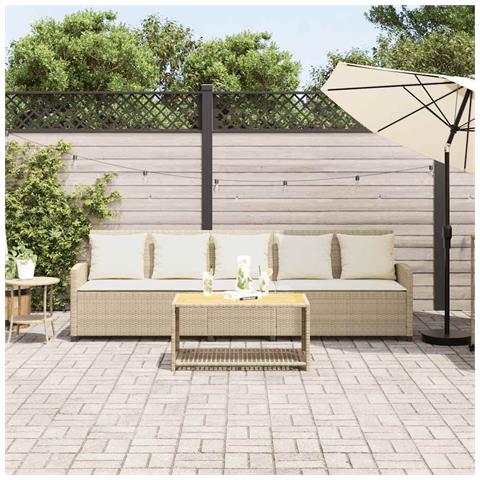 Divano da Giardino con Cuscini a 5 Posti Beige in Polyrattan - Foto 2