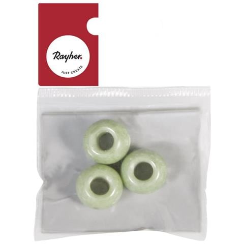 3 Pezzi - Perline In Vetro Opaco Con Foro Grande Ø12mm L. 5 Mm - Colore Verde Menta - Foto 1