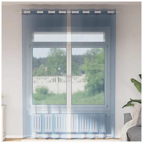 Tende In Voile Con Occhielli 2 Pz Blu Reale - Foto 1