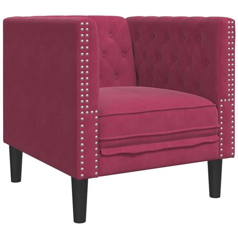 Poltrona Chesterfield Rosso Vino In Velluto - Foto 2