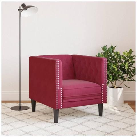 Poltrona Chesterfield Rosso Vino In Velluto - Foto 3