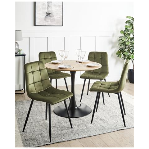 Set Di 4 Sedie Da Pranzo Powell Velluto Verde Oliva - Foto 1