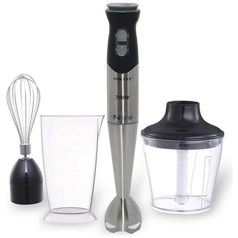 Frullatore Robot Da Cucina A Mano 4 In 1, 700w, Multifunzione: Mescolare, Triturare, Montare. Doppio Controllo Della Velocità. Design Ergonomico Esclusivo. - Foto 1