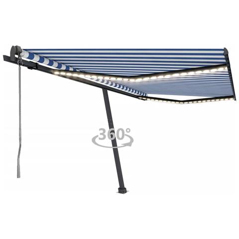 Tenda Automatica Con Sensore Vento E Led 400x350 Cm Blu Bianca - Foto 2