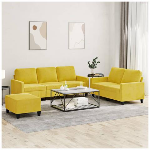 Set di Divani 3 pz con Cuscini giallo in Velluto - Foto 2