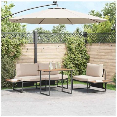 Tavolo da giardino Marrone 100x55x70 cm DPC e Acciaio - Foto 2