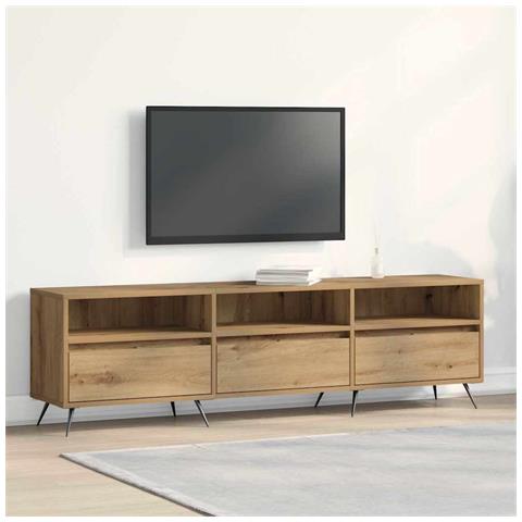 Mobile TV in rovere artigianale 150x30x44,5 cm in legno ingegnerizzato - Foto 2