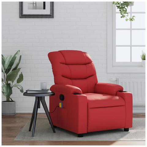 Poltrona Massaggiante Reclinabile Rossa in Similpelle - Foto 2