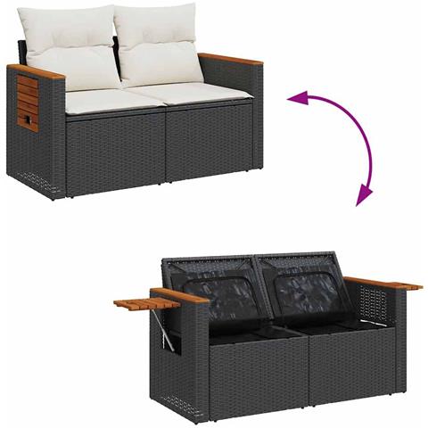 Set Divani da Giardino con Cuscini 7pz Nero Polyrattan - Foto 9