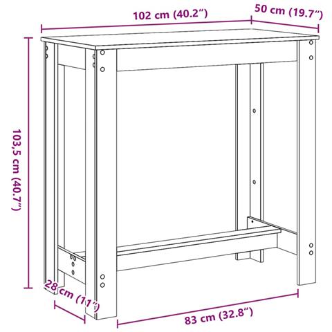 Tavolo da Bar Nero Rovere 102x50x103,5 cm in Legno Ingegnerizzato - Foto 9