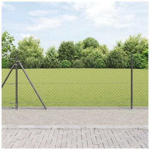 Recinzione a maglie con base in cemento 25 x 1 m Grigio Rete - Foto 2
