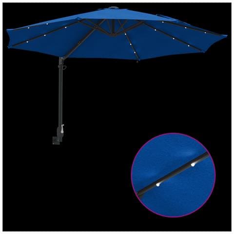 Ombrellone da Giardino Montato a Muro con LED Blu Azzurro 248 cm - Foto 9