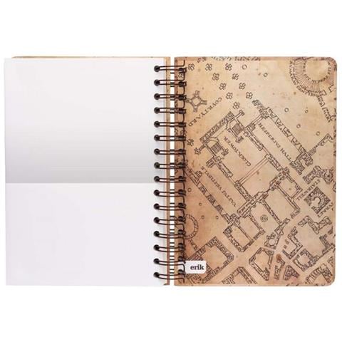 Blocco Note A5 Rigido A Spirale 180 Pagine Motivo Mappa Del Malandrino, Beige - Foto 5