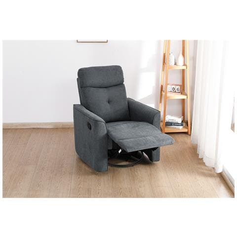 Poltrona Reclinabile Enea 3 - Grigio - Ciniglia - 79x92x102 Cm - Foto 2
