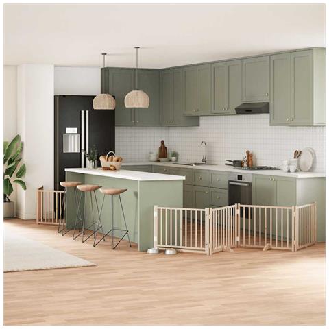 Cancello per Cani Porta Pieghevole 8 Pannelli 640 cm in Pioppo - Foto 2