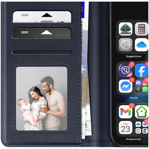 Custodia A Portafoglio Per Iphone 17 Pro Max In Pelle Premium Con Funzione Stand - Foto 2