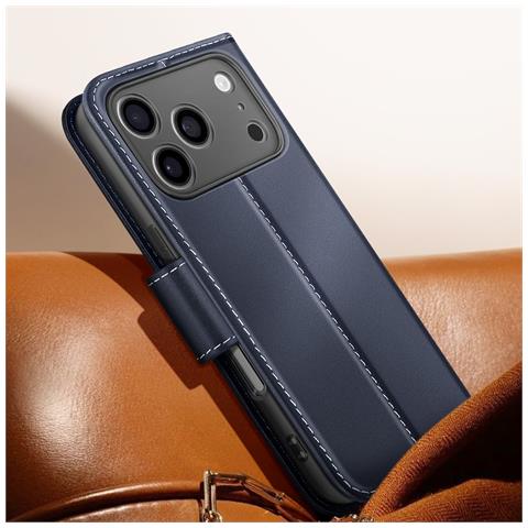 Custodia A Portafoglio Per Iphone 17 Pro Max In Pelle Premium Con Funzione Stand - Foto 5